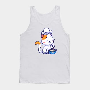 Cute Cat Chef Cooking Cartoon Tank Top